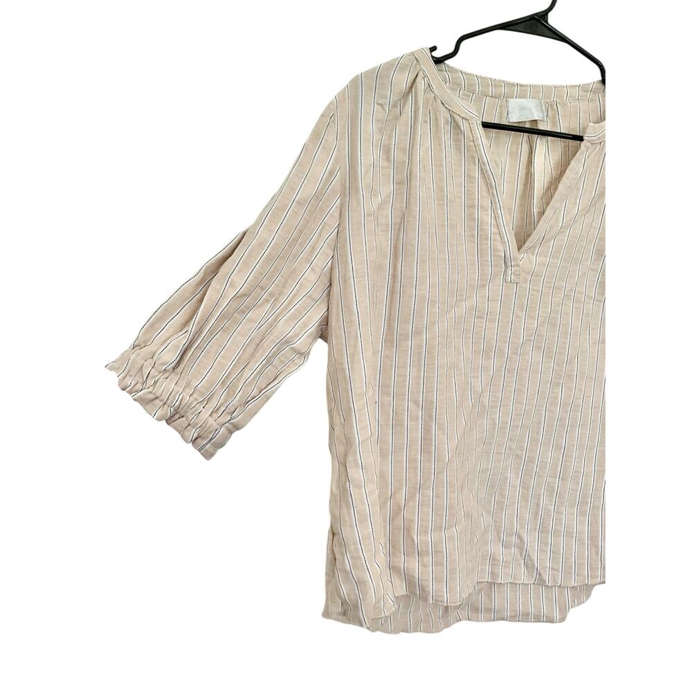 Heroes & dreamers M cotton blend natural style minimalist blouse linen-look